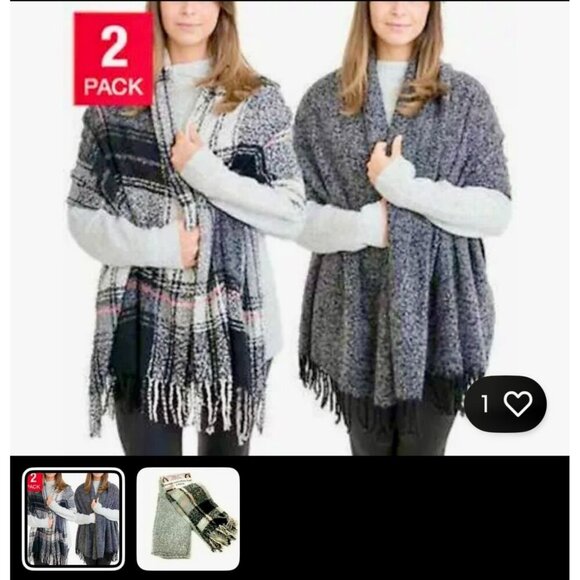 Emanuel Geraldo Women's Infinity Scarf Black / Pink / Gray 2 Pack - Picture 2 of 4